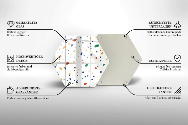 Skärbräda glas sexhörning Färgglatt stengods