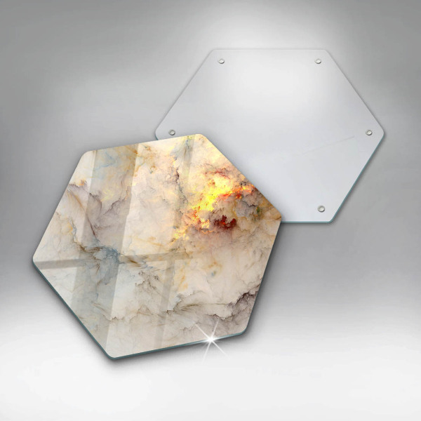 Skärbräda glas sexhörning Marmorstruktur med guld