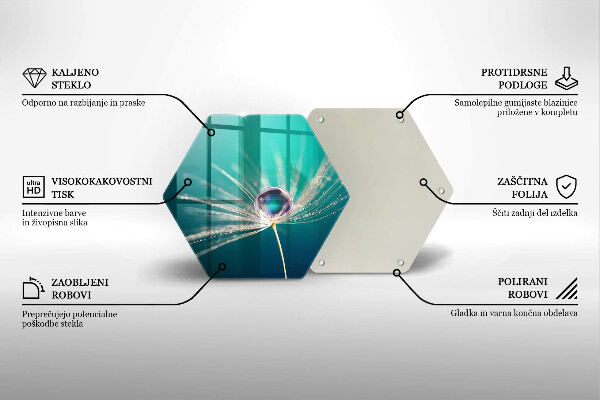 Skärbräda glas sexhörning Dagg på en maskros