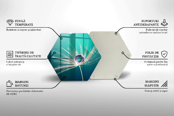 Skärbräda glas sexhörning Dagg på en maskros