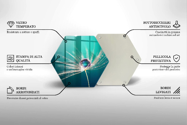 Skärbräda glas sexhörning Dagg på en maskros
