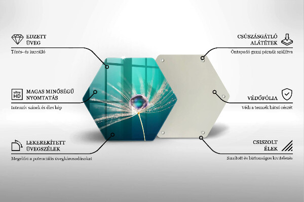 Skärbräda glas sexhörning Dagg på en maskros