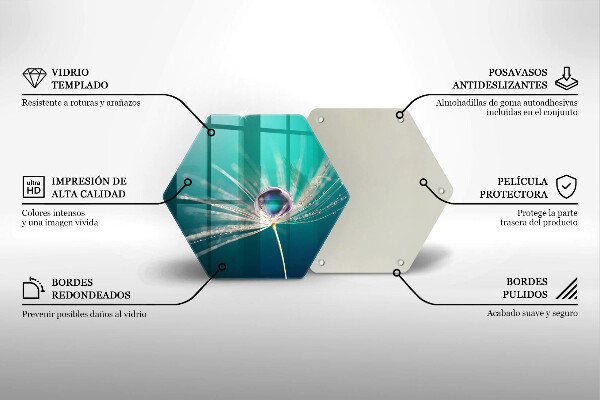 Skärbräda glas sexhörning Dagg på en maskros