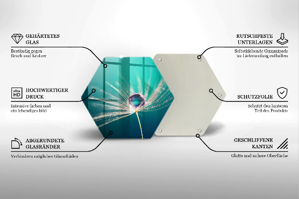 Skärbräda glas sexhörning Dagg på en maskros