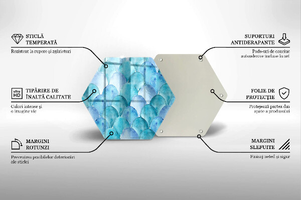 Skärbräda glas sexhörning Akvarell skalor