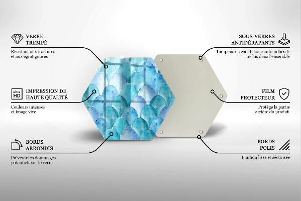 Skärbräda glas sexhörning Akvarell skalor