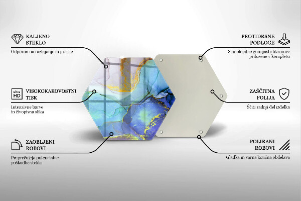 Skärbräda glas sexhörning Sprucken guldsten