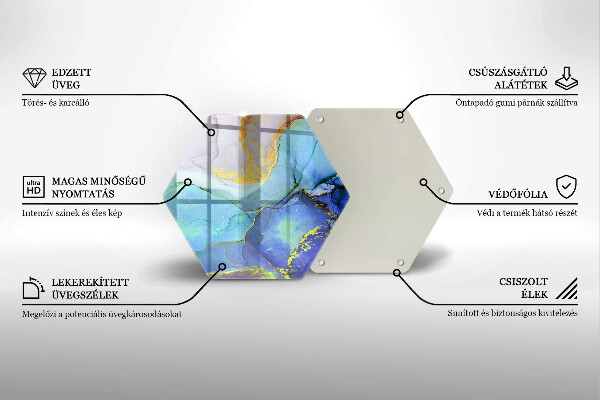 Skärbräda glas sexhörning Sprucken guldsten
