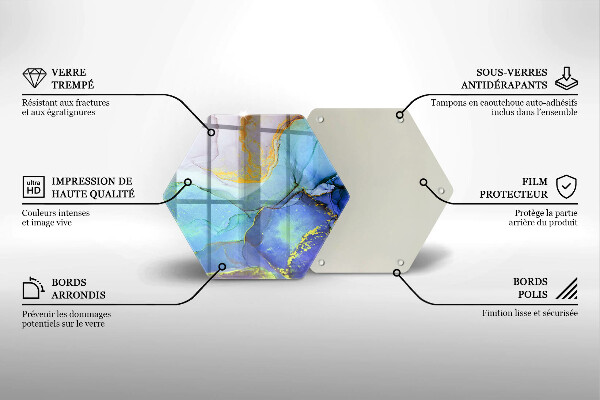 Skärbräda glas sexhörning Sprucken guldsten