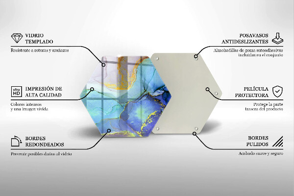 Skärbräda glas sexhörning Sprucken guldsten