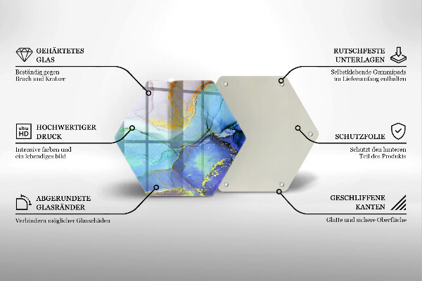 Skärbräda glas sexhörning Sprucken guldsten