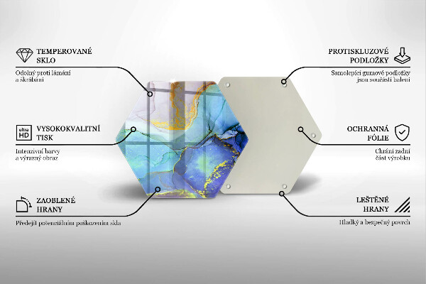 Skärbräda glas sexhörning Sprucken guldsten