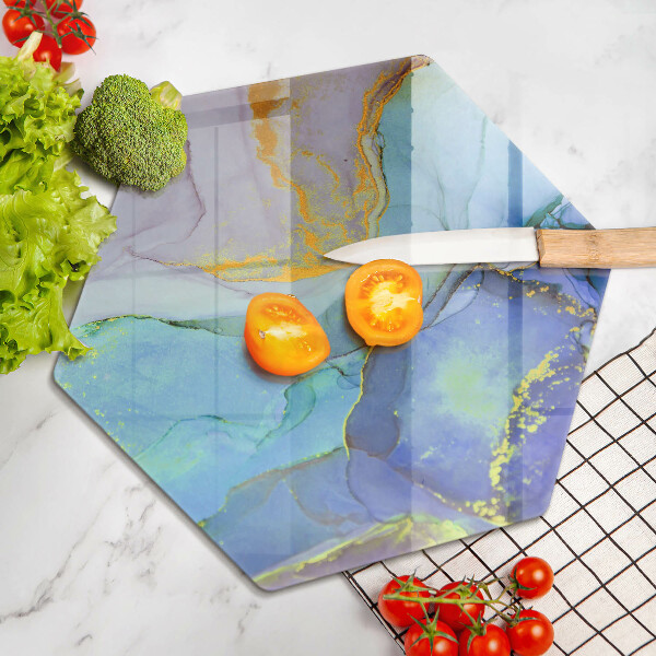 Skärbräda glas sexhörning Sprucken guldsten