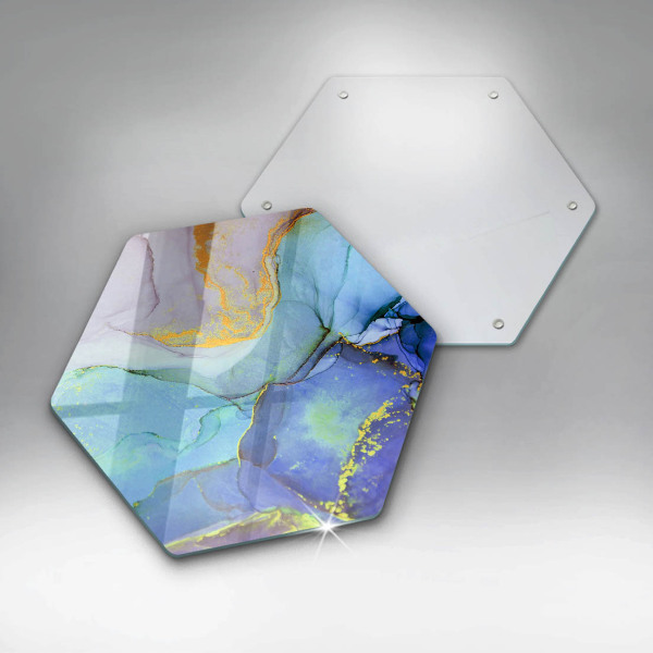 Skärbräda glas sexhörning Sprucken guldsten