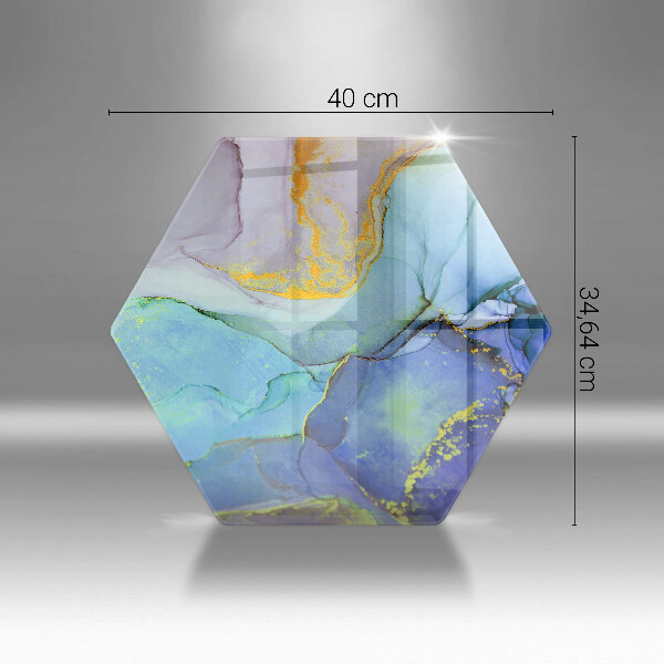 Skärbräda glas sexhörning Sprucken guldsten