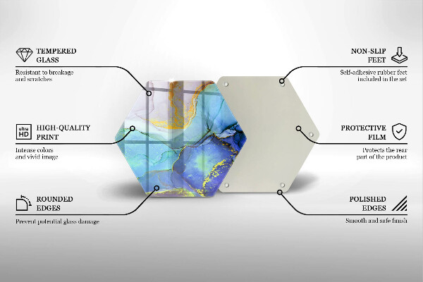 Skärbräda glas sexhörning Sprucken guldsten