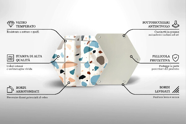 Skärbräda glas sexhörning Dekorativt stengods