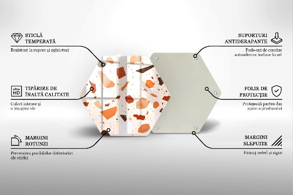 Skärbräda glas sexhörning Dekorativt stengods