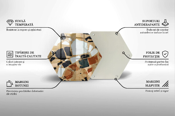 Skärbräda glas sexhörning Dekorativ stenplatta