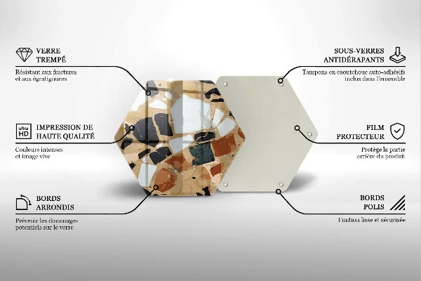 Skärbräda glas sexhörning Dekorativ stenplatta