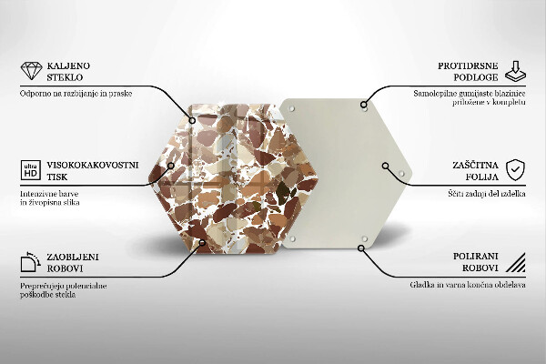 Skärbräda glas sexhörning Sten dekorativa fläckar