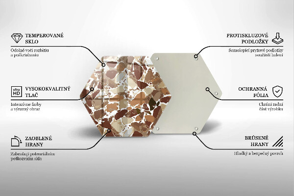 Skärbräda glas sexhörning Sten dekorativa fläckar