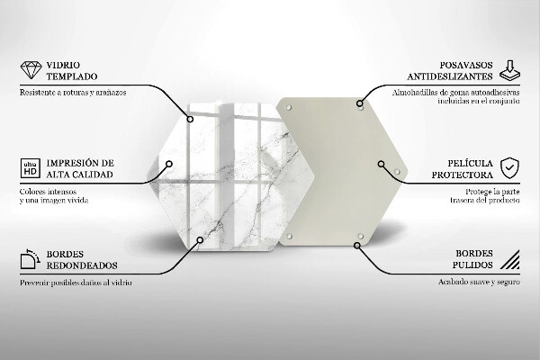Skärbräda glas sexhörning Elegant marmorstruktur