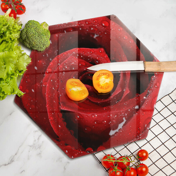 Skärbräda glas sexhörning Rosen blomblad