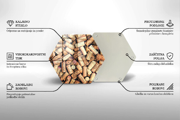 Skärbräda glas sexhörning Vinkorkar seamless mönster