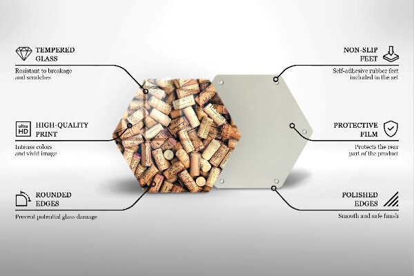 Skärbräda glas sexhörning Vinkorkar seamless mönster