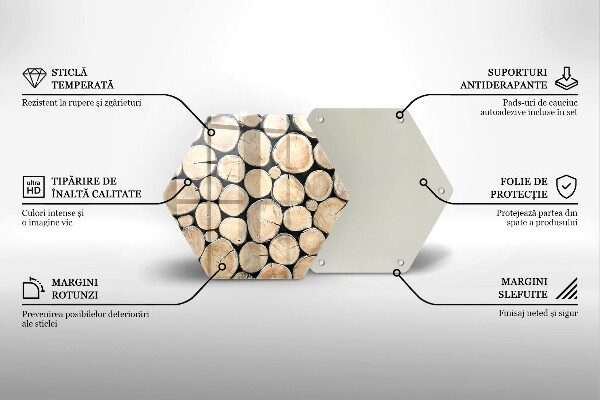 Skärbräda glas sexhörning Trästammar