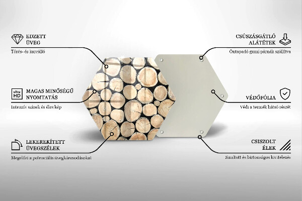 Skärbräda glas sexhörning Trästammar