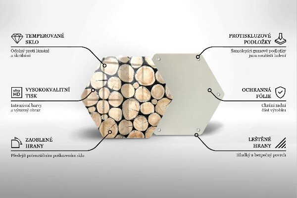 Skärbräda glas sexhörning Trästammar