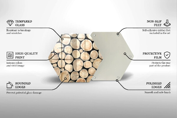 Skärbräda glas sexhörning Trästammar