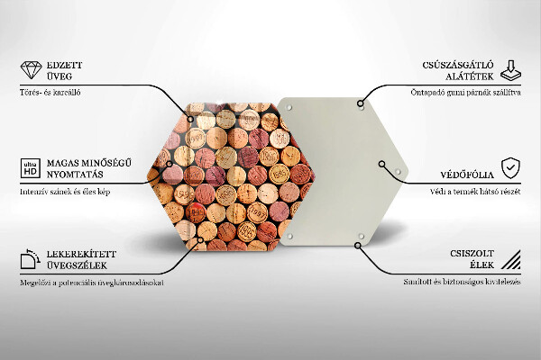 Skärbräda glas sexhörning Vinkorkar mönster