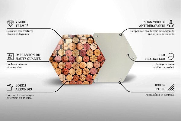 Skärbräda glas sexhörning Vinkorkar mönster