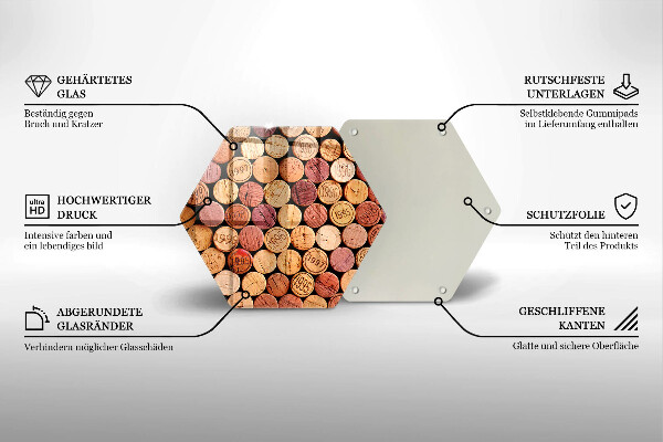 Skärbräda glas sexhörning Vinkorkar mönster