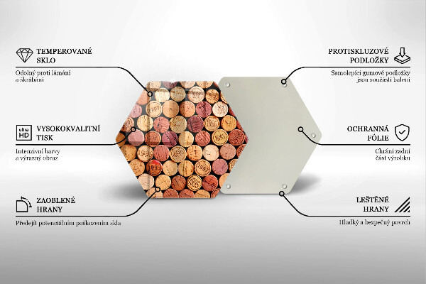 Skärbräda glas sexhörning Vinkorkar mönster