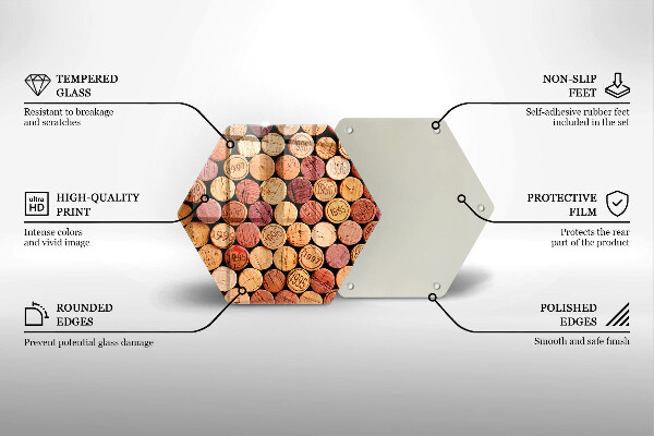 Skärbräda glas sexhörning Vinkorkar mönster