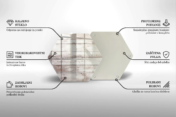 Skärbräda glas sexhörning Gamla träskivor