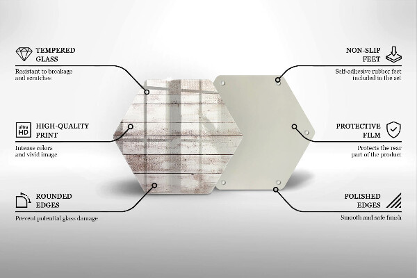 Skärbräda glas sexhörning Gamla träskivor