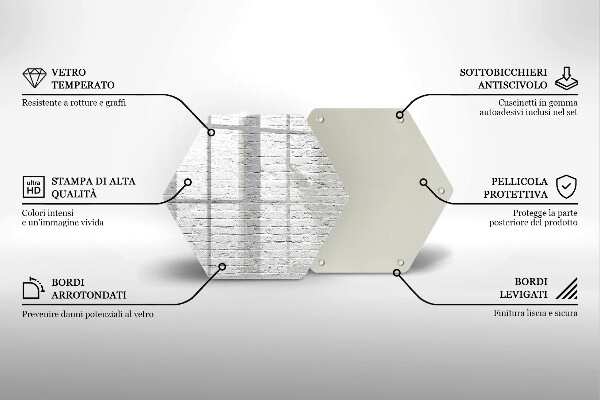 Skärbräda glas sexhörning Tegelvägg