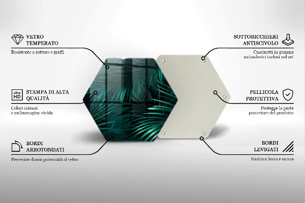 Skärbräda glas sexhörning Vilda djungellöv