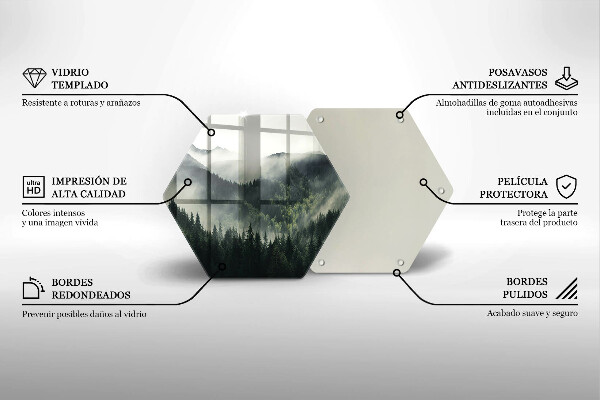 Skärbräda glas sexhörning Skog och dimma landskap