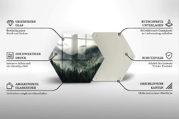 Skärbräda glas sexhörning Skog och dimma landskap