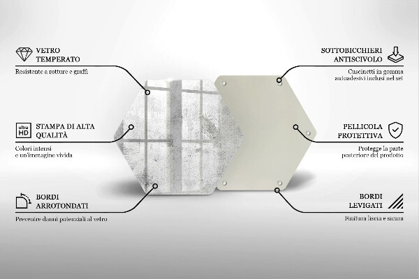Skärbräda glas sexhörning Betongstruktur