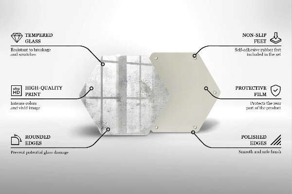 Skärbräda glas sexhörning Betongstruktur