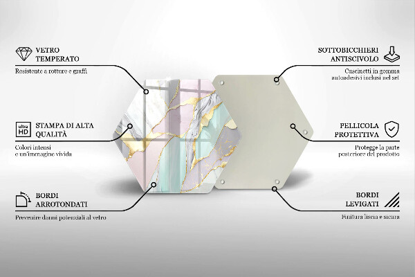 Skärbräda glas sexhörning Pastell marmor