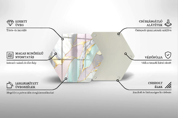 Skärbräda glas sexhörning Pastell marmor