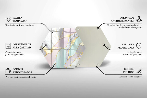 Skärbräda glas sexhörning Pastell marmor